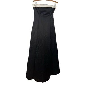 Y2K Urban Girl Nites Black White Satin Long Dress Gown Strapless w/ Shawl Prom
